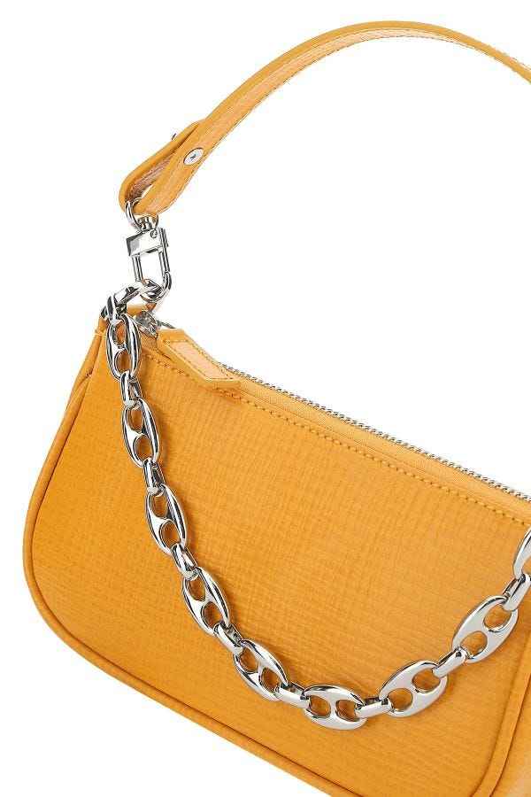 Orange Lizard Grain Leather Mini Shoulder Handbag