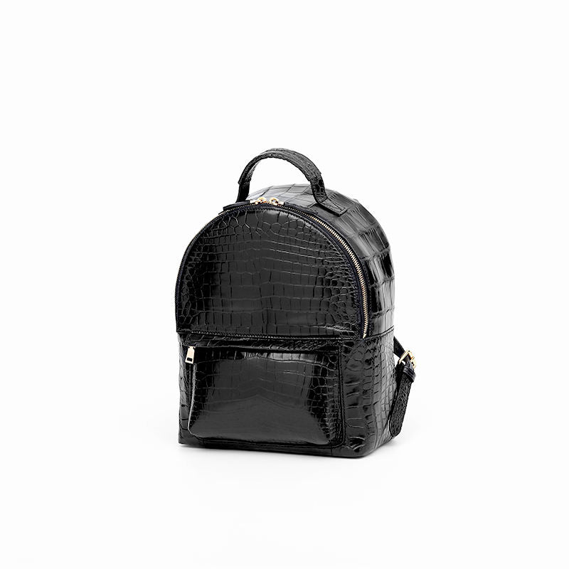 Black Crocodile Embossed Leather Fashion Backpack