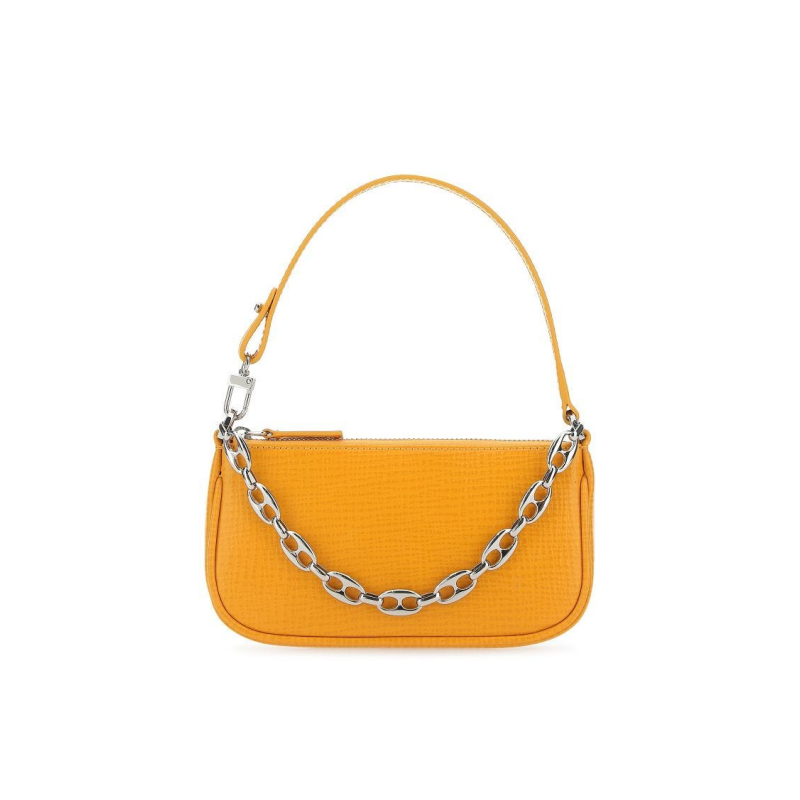 Orange Lizard Grain Leather Mini Shoulder Handbag