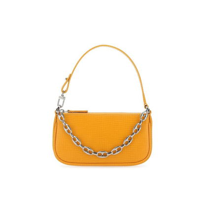 Orange Lizard Grain Leather Mini Shoulder Handbag