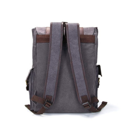Vintage Canvas Leather Trim Backpack for Women