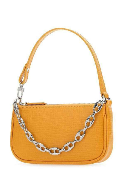 Orange Lizard Grain Leather Mini Shoulder Handbag