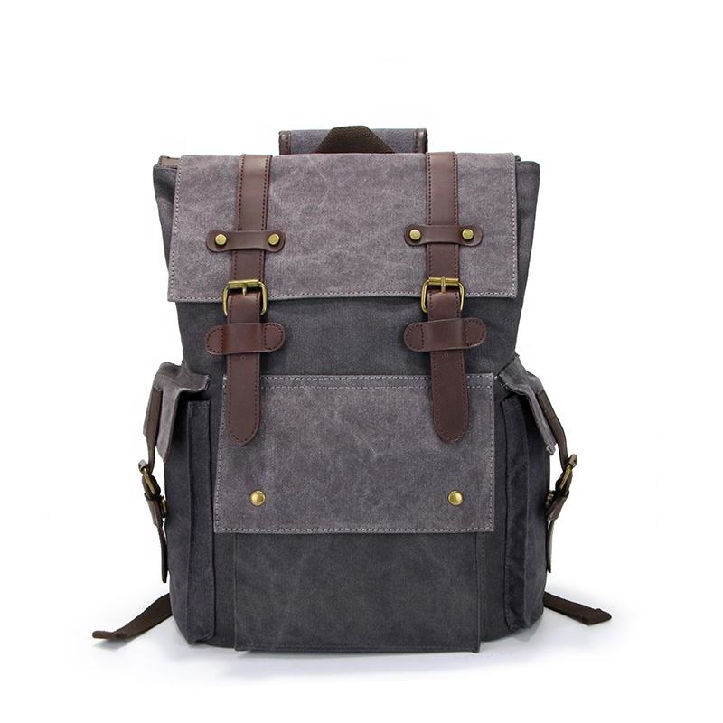 Vintage Canvas Leather Trim Backpack for Women