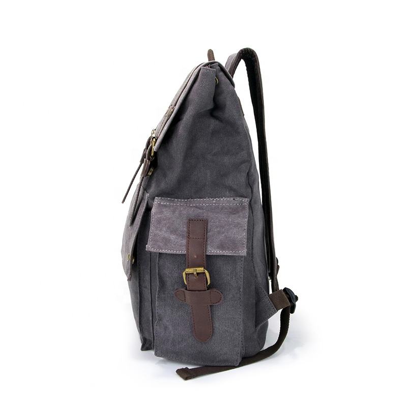Vintage Canvas Leather Trim Backpack for Women
