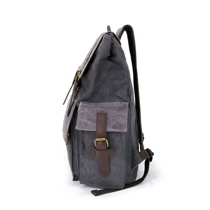 Vintage Canvas Leather Trim Backpack for Women