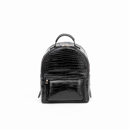 Black Crocodile Embossed Leather Fashion Backpack