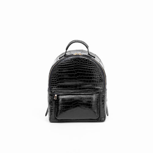 Black Crocodile Embossed Leather Fashion Backpack