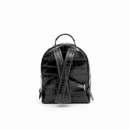 Black Crocodile Embossed Leather Fashion Backpack