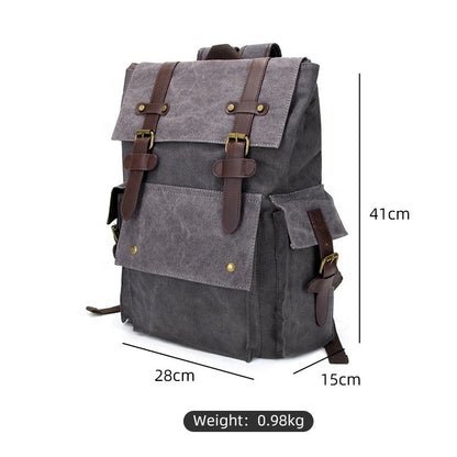 Vintage Canvas Leather Trim Backpack for Women