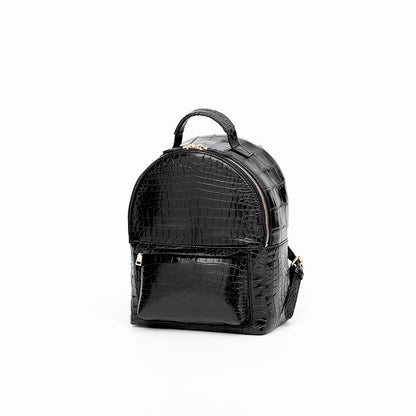 Black Crocodile Embossed Leather Fashion Backpack